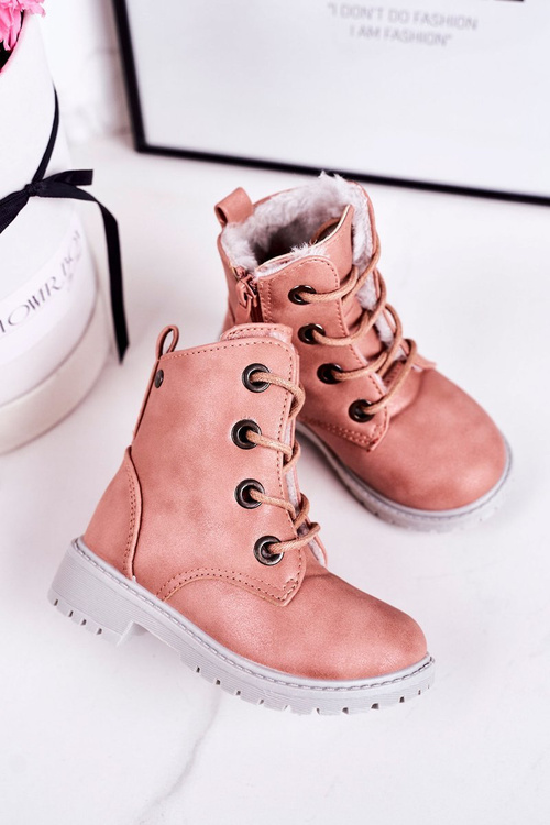 Dětské Boty Izolované Kožešinou Růžové Mia