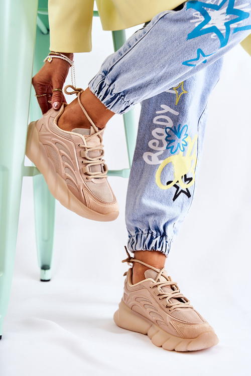 Módne dámske športové topánky tenisky Beige sollero