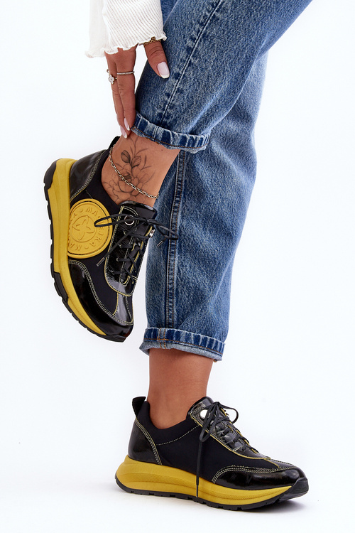 Dámské kožené sportovní boty Maciejka 06295-01 černá a žlutá