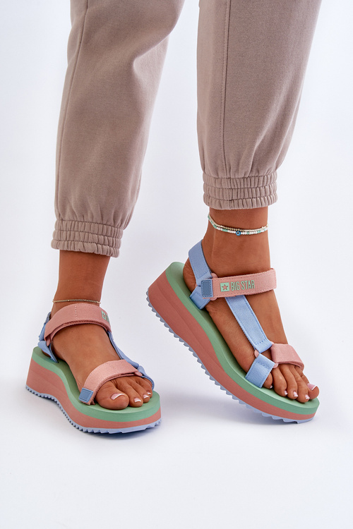 Dámske sandále na platforme a klíne Big Star NN274A055 Modré