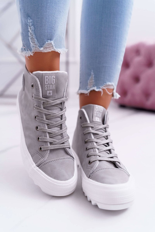 Dámské Tenisky Big Star Vysoké zateplené Šedé EE274114