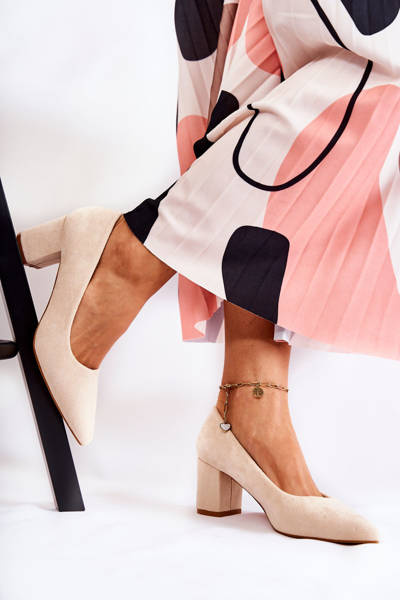 Klasické Semišové Lodičky Na Podpatku béžove Lency