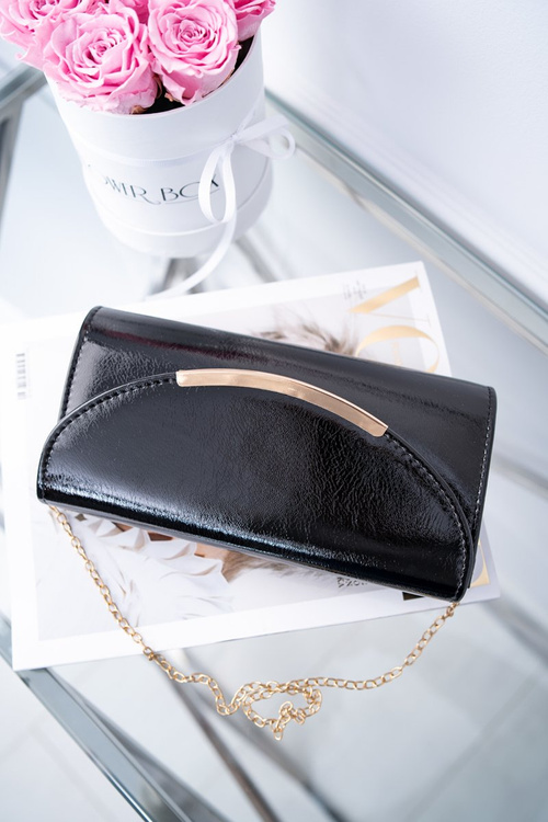 Kabelka Lakovaná černá spojková taška