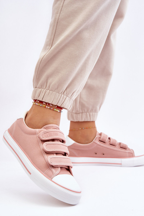 Klasické materiálové tenisky pre suchý zips veľkú hviezdu LL274A200 Pink
