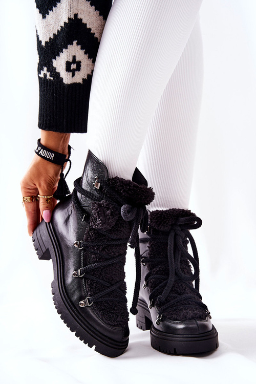 Kožené boty Trapper Tied Lewski Světle černé 3116