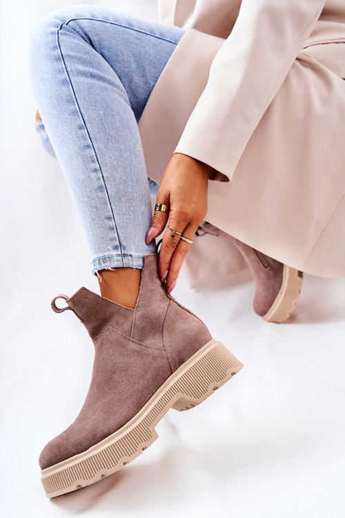 Semišové Boty Workery Lewski 3104/P Cappucino