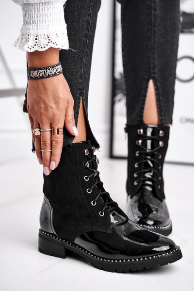 Dámské Kotníkové Boty Teplé Černé Thunders