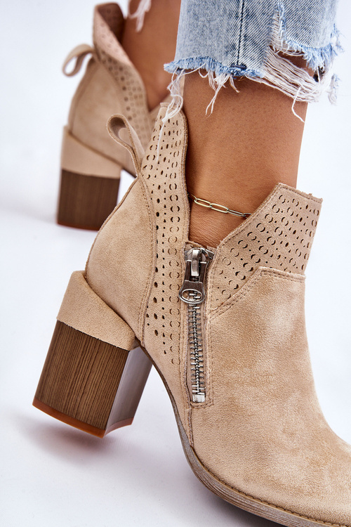 Semišové Boty Na Robustních Podpatcích Světle béžová Camden