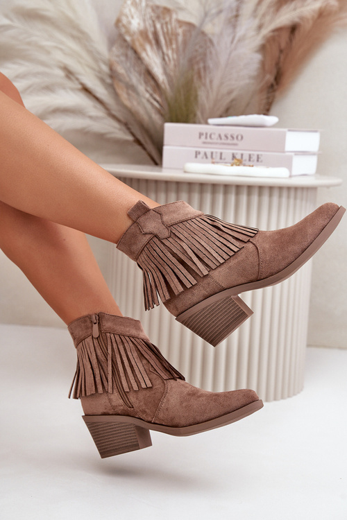 Dámské Kožené Boty Na Zip Eko Zamšové Hnědé S.Barski HY42-127