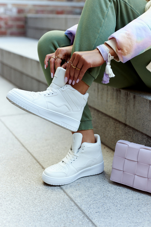 Vysoké dámske biele megithoe športové topánky