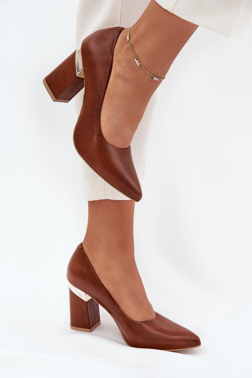 Kožené Lodičky Lewski 3117 Tmavě hnědé