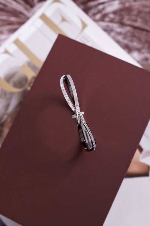 Dámsky oceľový náramok s zirkónmi strieborný Fergu