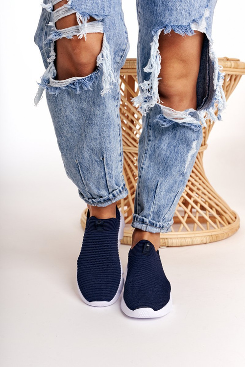 Dámske športové topánky skĺznuté veľké hviezdy DD274464 Navy Blue