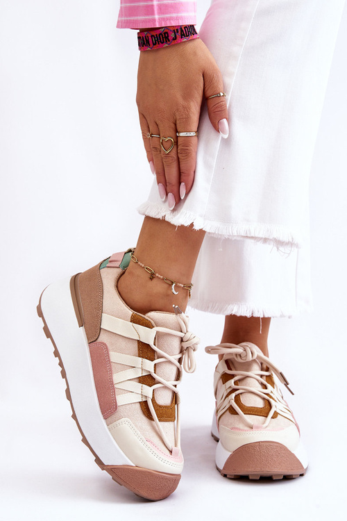 Dámské semišové tenisky na platformě Béžovo-hnědá Rohan