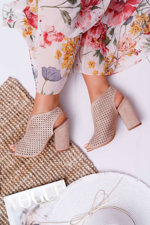 Dámské Sandály Na Podpatku Peep Toe Béžové Nevienna