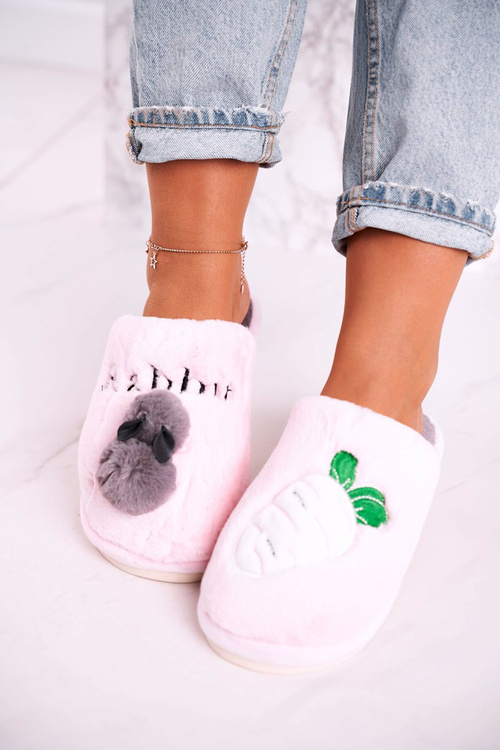 Dámské Kožené Pantofle S Králíkem A Mrkví Růžove Follow Me