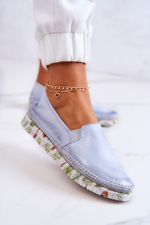 Dámska šmykľavka kožená topánky Maciejka 03512-40 svetlo modrá