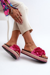 Dámské sandály na platformě zdobené květy Fuksja Nodina