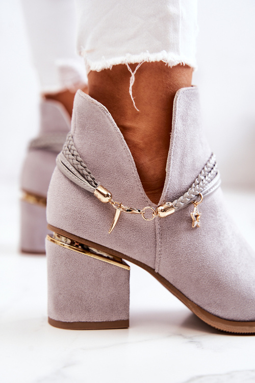 Semišové kovbojské boty s pruhy Šedé Inessa