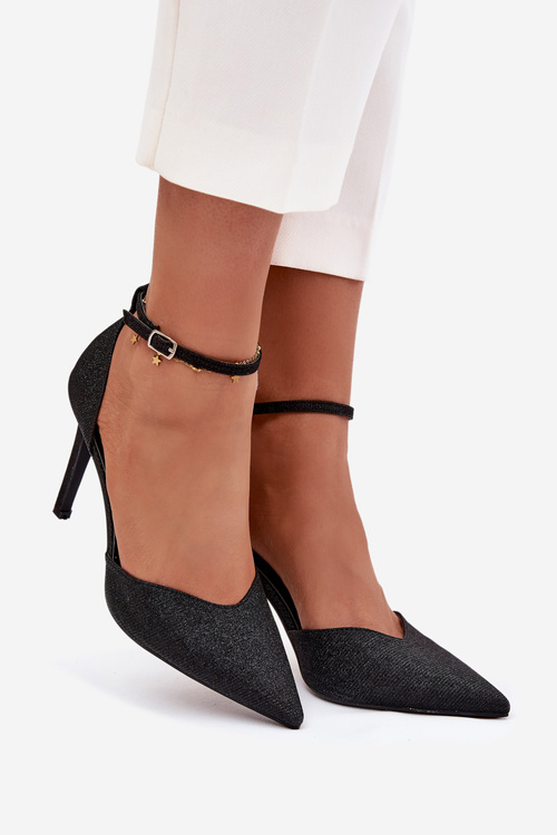 Lesklé lodičky s pásikom čierne Joranne