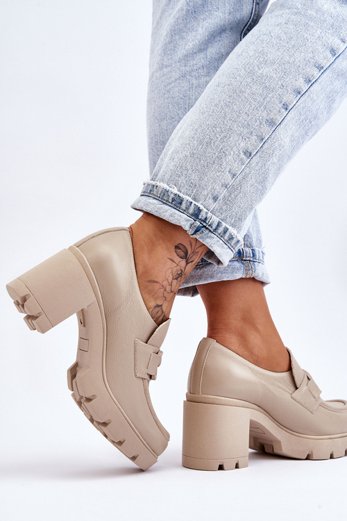 Elegantní boty na sloupu Se Ornamentem Béžové Harmell