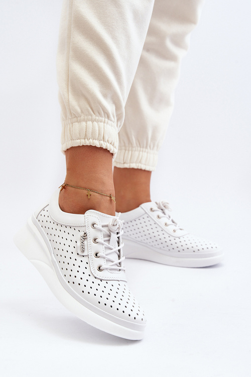 Dámské kožené sportovní tenisky bílé Brumia