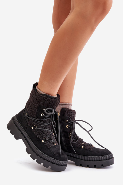 Boty S Kožešinou Typu Beránek Černé Merilana