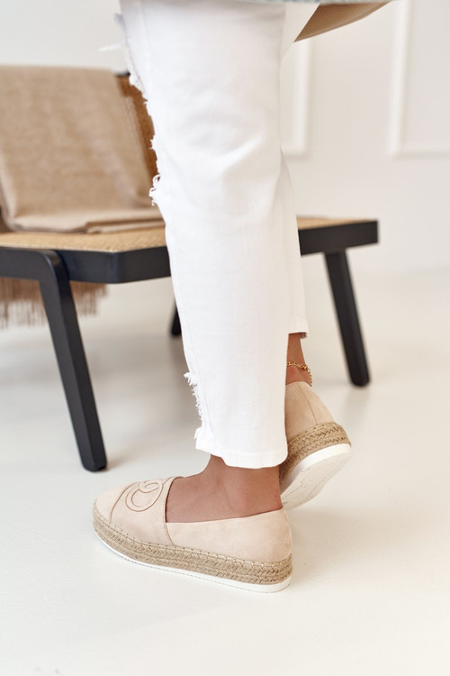 Ženské espadrilles na platforme Straw Beige Febi