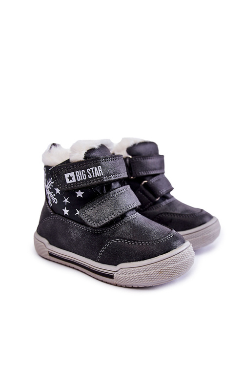 Dětské zateplené kozačky na suchý zip Big Star KK374191 Černe