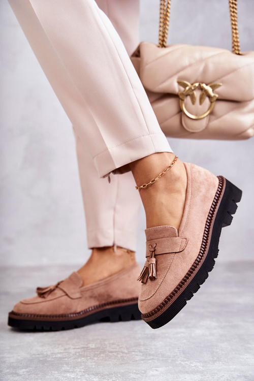 Dámske semišové topánky na platforme Beige Unni