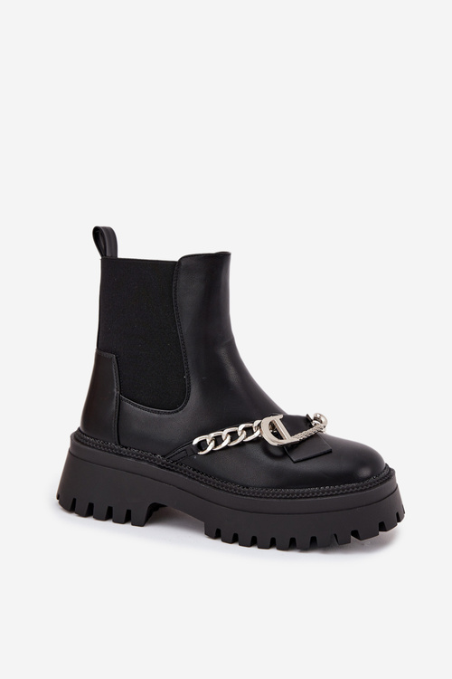 Dámské Boty Na Platformě S Řetězem Černé Marvella