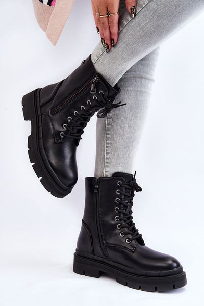 Dámska kožená čipka -Boots Black Shanna