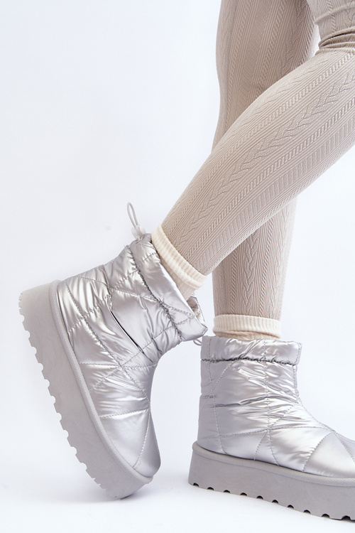 Dámske snehule na masívnej platforme strieborné Fionia