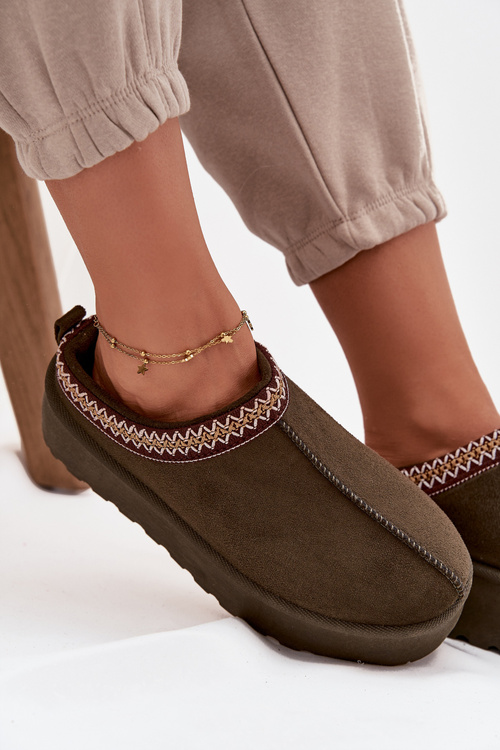 Dámské sněhule s ozdobnou výšivkou tmavě zelené Jenira