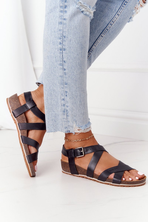 Sandále na korkovej podrážke veľkej hviezdy DD274A009 čierna