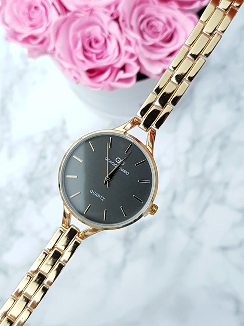 Dámske hodinky Giorgio a Dario Golden Large Black Debby Shield