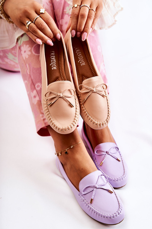 Dámske kožené mokasíny s Aurila Purple Bow