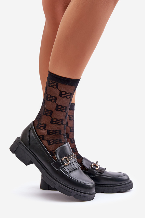 Dámske Mokasíny S Ozdobou Eko Koža Čierne Tialorae