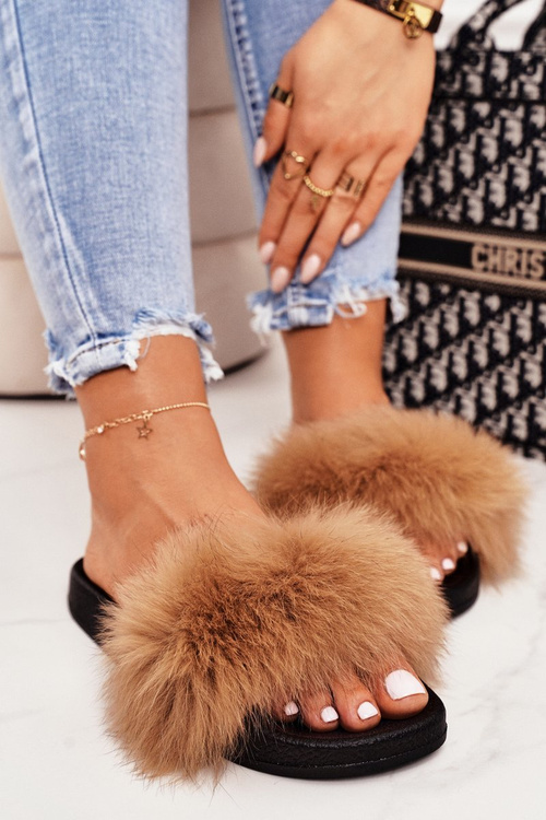 Dámské Nazouváky S Kožešinou Camel Belmondo