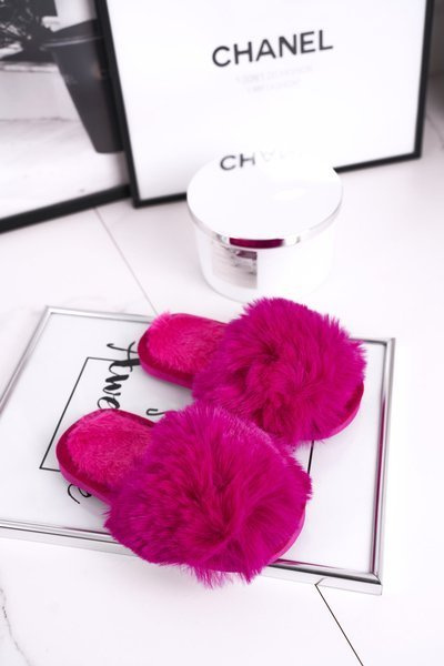 Detský papie flip -flops s kožušinou fuchsja snehová lopta