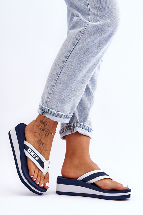 Ženské flip -flops flip -flops on kliny veľká hviezda HH274A094 NAVY BLUE