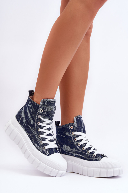 Dámské vysoké materiálové tenisky granátové Degas