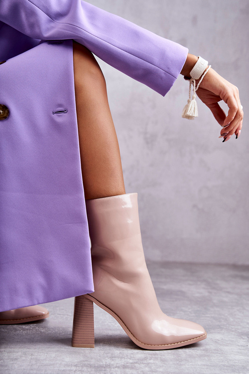 Dámské lakované kozačky Béžové Margit