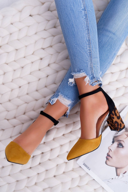 Dámske čerpadlá na stĺpe leopardovej tlače žltej ferri