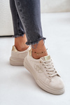 Dámske Sneakers Na Platforme Srdcami Béžové Avirorae