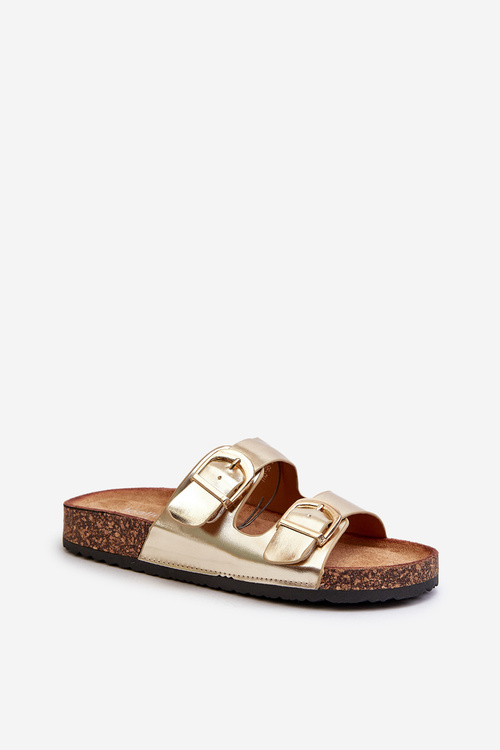 Dámske žabky na korkovej platforme so zlatými pásikmi Doretta