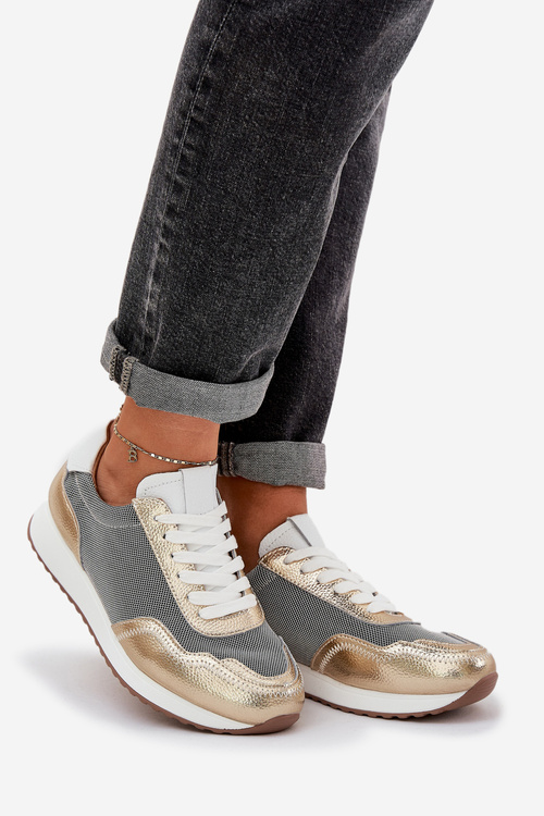 Kožené Sportovní Boty Sneakers Dámské D&A LR51-847 Zlaté