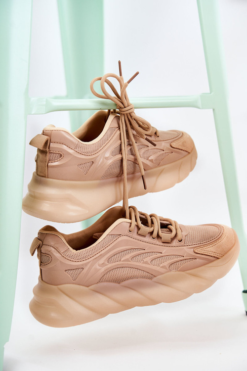 Módne dámske športové topánky tenisky Beige sollero