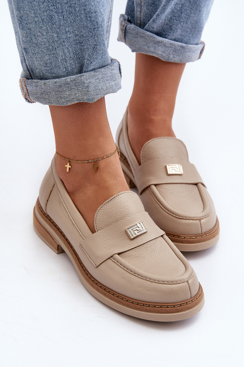 Zazoo 20165 Dámske kožené mokasíny béžové
