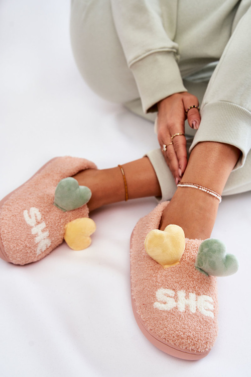 Dámské pantofle se srdíčky růžove Alasca